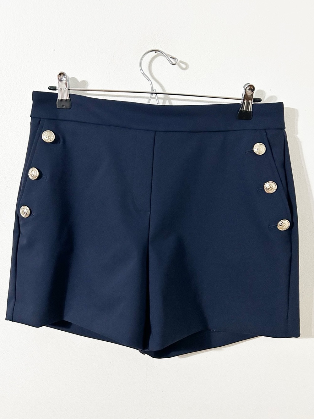 Rachel Zoe Navy Blue Sailor Shorts With Gold Embossed Buttons Size 10 Pockets